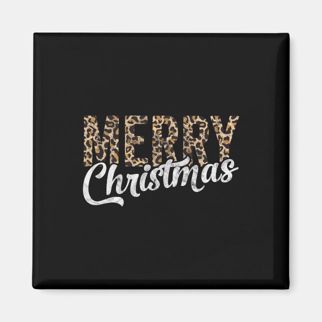 Frohe Weihnachtsgeschenke Familie Xmas Leopard Buf Magnet (Vorne)