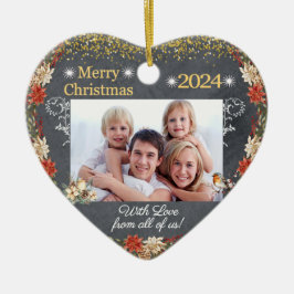 Frohe Weihnachtsgeschenke Familienherz Foto Orname Keramik Ornament