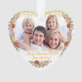 Frohe Weihnachtsgeschenke Familienherz Foto Orname Ornament