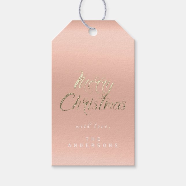 Frohe Weihnachtsgeschenke für das Script Gold Cora Geschenkanhänger (Vorderseite)