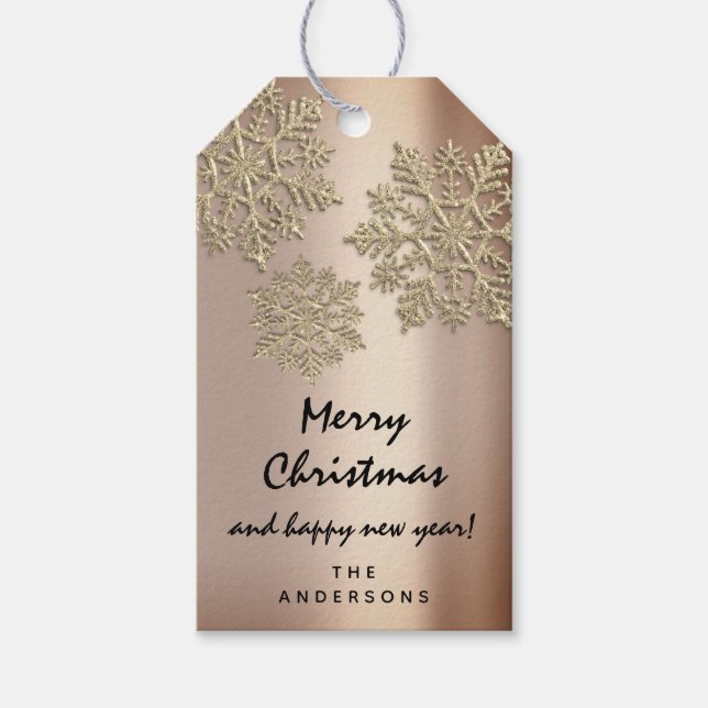 Frohe Weihnachtsgeschenke Happy Neujahr Schnee Ros Geschenkanhänger (Vorderseite)