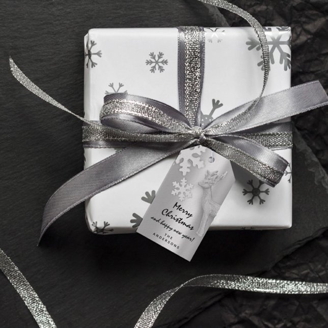 Frohe Weihnachtsgeschenke Happy New Year Deer Silv Geschenkanhänger (Merry To Holiday Gift Happy New Year Deer Silver Gift Tags)