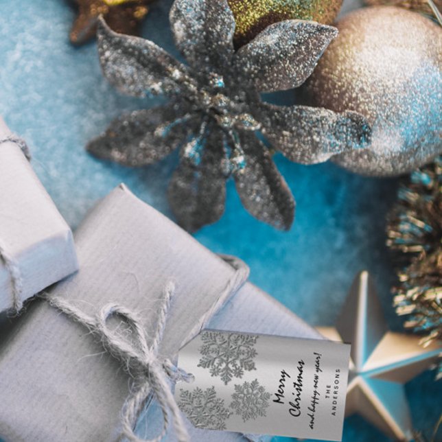 Frohe Weihnachtsgeschenke Happy Silver Silver Neuj Geschenkanhänger (Merry To Holiday Gift Happy New Year Snow Silver Gift Tags)