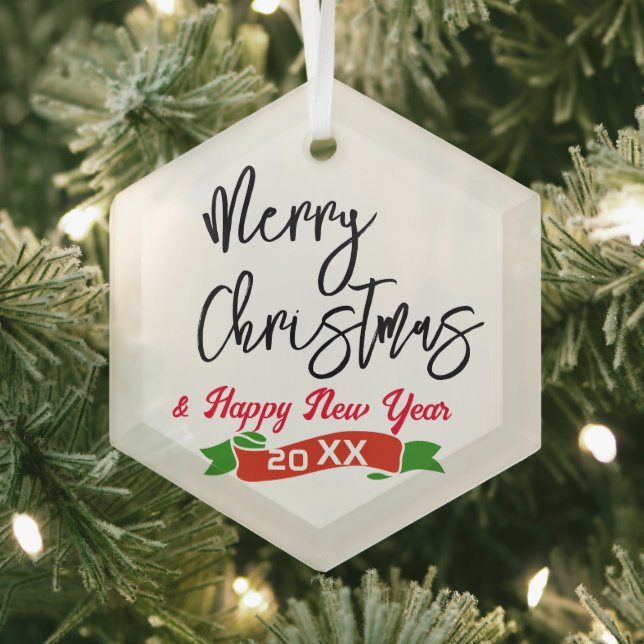 Frohe Weihnachtsgeschenke, Hexagon Personalisiert Ornament Aus Glas (Insitu)