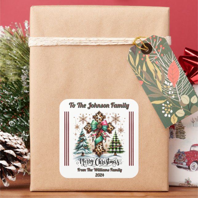 Frohe Weihnachtsgeschenke Quadratischer Aufkleber (Feiertag)