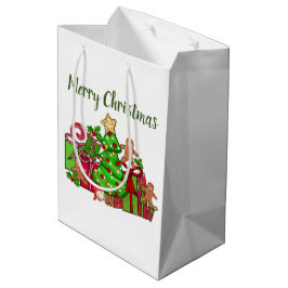 Frohe Weihnachtsgeschenke rund um den Baum Mittlere Geschenktüte