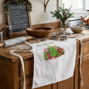 Frohe Weihnachtsgeschenke rund um den Baum Schürze