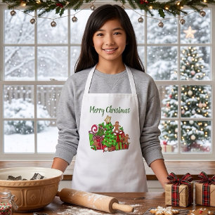 Frohe Weihnachtsgeschenke rund um den Baum Schürze