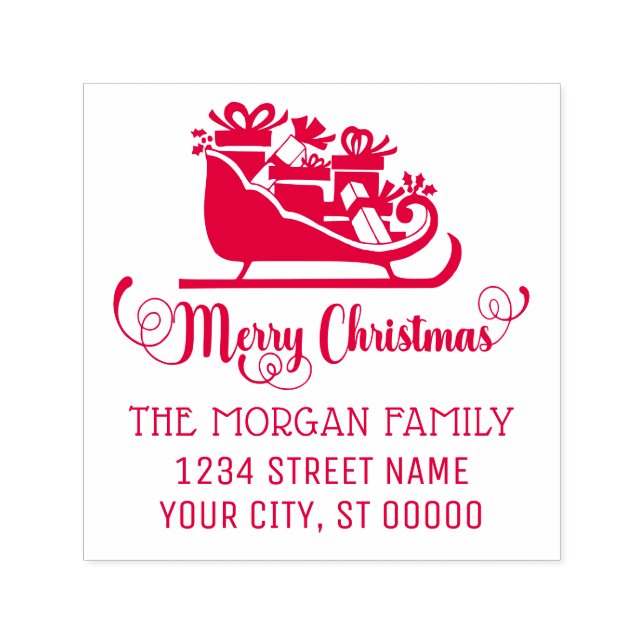 Frohe Weihnachtsgeschenke Schlittenname Rücksendea Permastempel (Design)