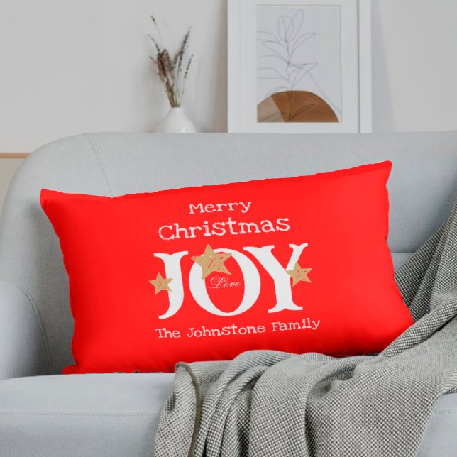 Frohe Weihnachtsgeschenke Skript rustic Red Holida Lendenkissen (These bright and cheerful Christmas red lumbar pillows are sure to get everyone in a holidays mood.)