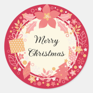 Frohe Weihnachtsgeschenke und Dekoration Runder Aufkleber