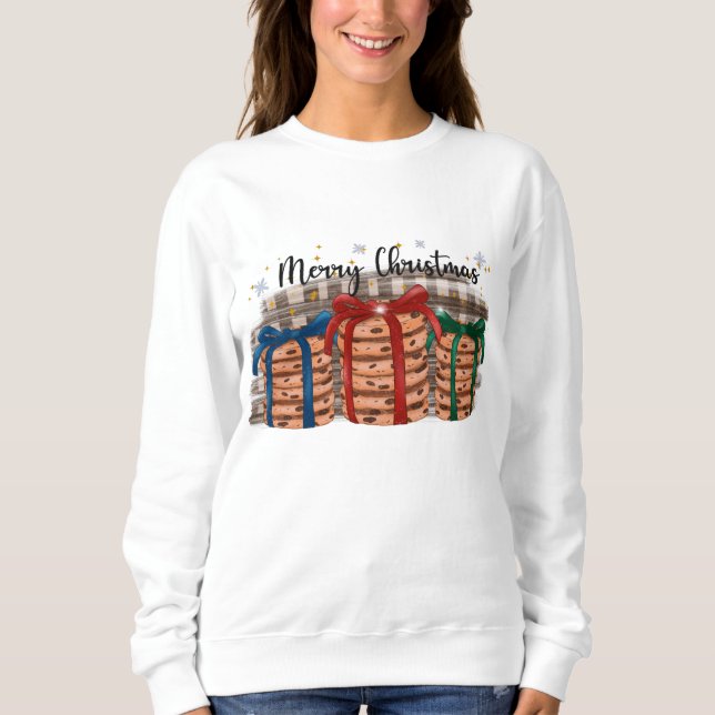 Frohe Weihnachtsgeschenke Wrapped Cookies Sweatshirt (Vorderseite)