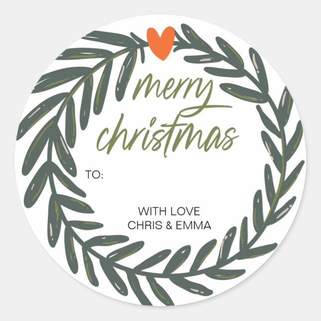 Frohe Weihnachtsgeschenkkarte Personalisiert mit N Runder Aufkleber (Vorderseite)