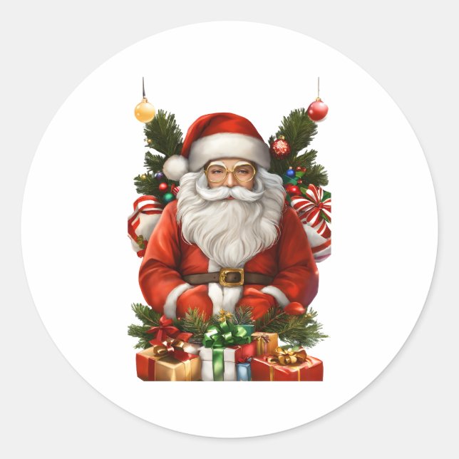 Frohe Weihnachtsgestaltung 2024 Runder Aufkleber (Vorderseite)