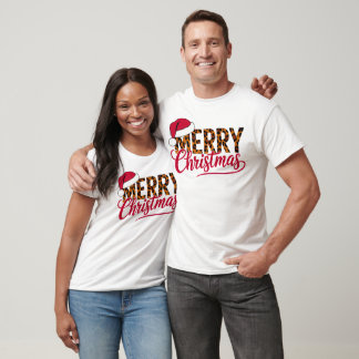 Frohe Weihnachtsgestaltung mit Weihnachtsmannmütze T-Shirt