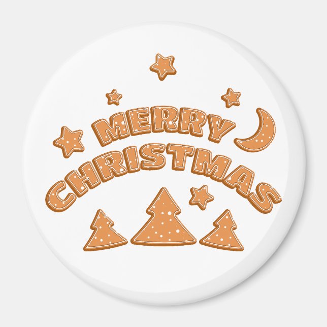 Frohe Weihnachtsgingerbäckerei Schriftart Magnet (Vorne)