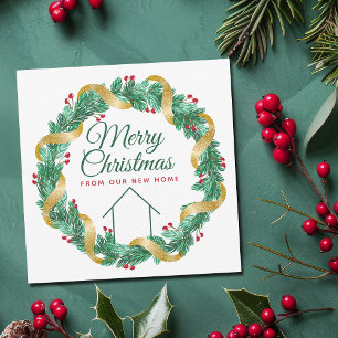 Frohe Weihnachtsgirlande Schönes neues Zuhause Adr Feiertagskarte