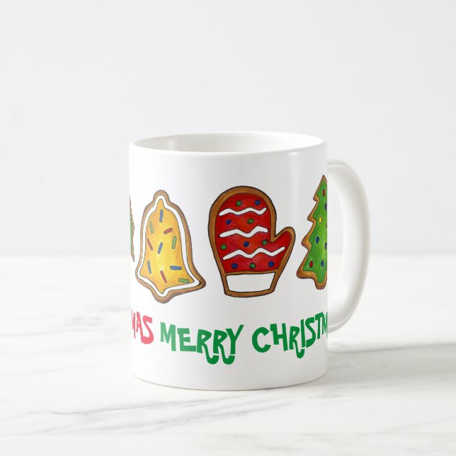 Frohe Weihnachtsglocke Snowman Mitten Tree Cookie Tasse (VorderseiteRechts)