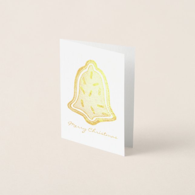 Frohe Weihnachtsglocke Zucker Cookie Sprinkles Wei Folienkarte (Vorderseite)