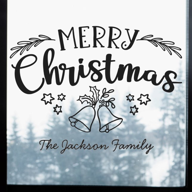 Frohe Weihnachtsglocken mistletoe Stars Familienna Fensteraufkleber (Von Creator hochgeladen)