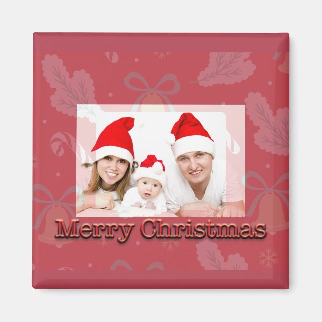 Frohe Weihnachtsglocken mit Bild Magnet (Vorne)