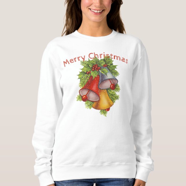 Frohe Weihnachtsglocken Womens Sweatshirt (Vorderseite)