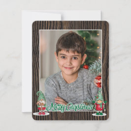 Frohe Weihnachtsgnome kariert (addieren Sie Ihr Fo Feiertagskarte