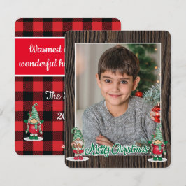 Frohe Weihnachtsgnome kariert (addieren Sie Ihr Fo Feiertagskarte