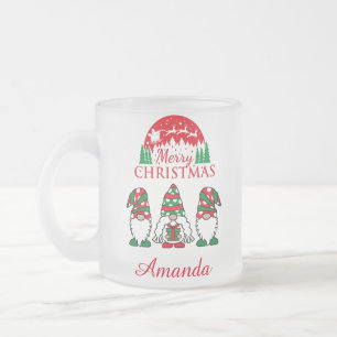 Frohe Weihnachtsgnome Mattglastasse