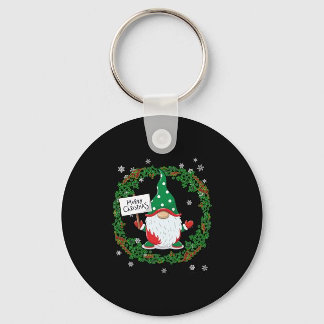 Frohe Weihnachtsgnome Schlüsselanhänger (Vorderseite)