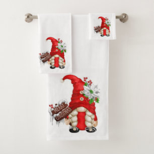 Frohe Weihnachtsgnomes Badhandtuch Set