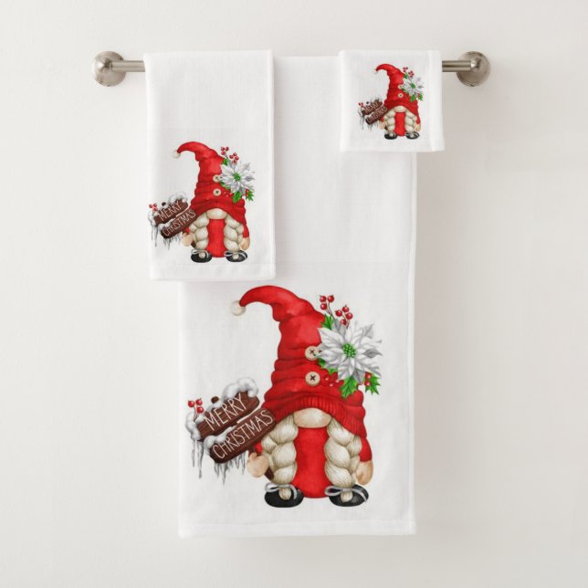 Frohe Weihnachtsgnomes Badhandtuch Set (Insitu)