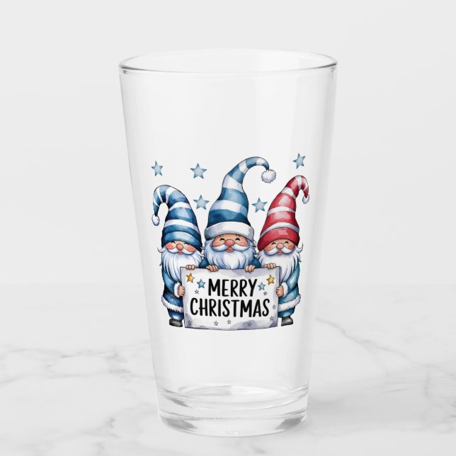 Frohe Weihnachtsgnomes Glas (Vorderseite)