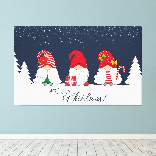 Frohe Weihnachtsgnomes Leinwanddruck (Insitu (Holzboden))