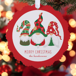 Frohe Weihnachtsgnomes Niedlich Red Ornament Karte