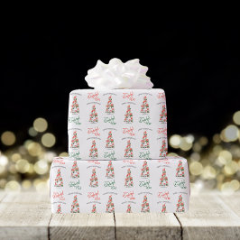 Frohe Weihnachtsgnomes Tree Wunderbares Time Year Geschenkpapier