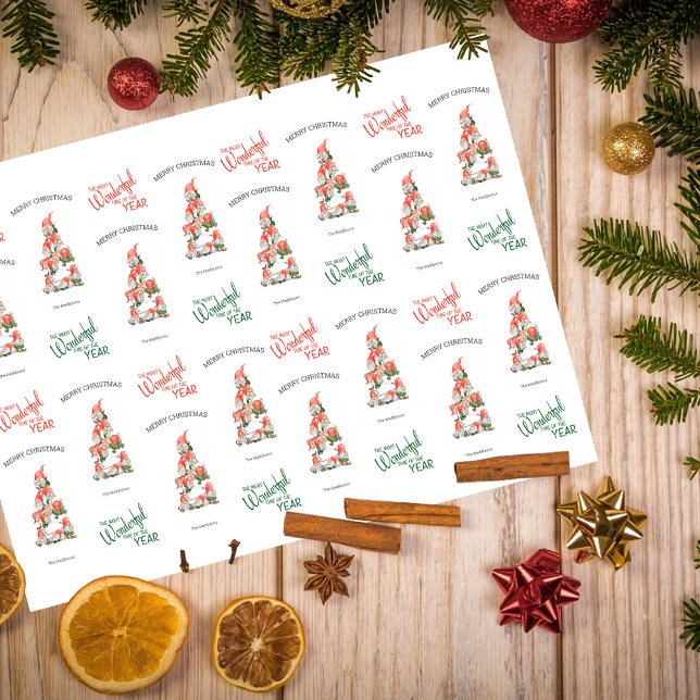 Frohe Weihnachtsgnomes Tree Wunderbares Time Year Seidenpapier (Von Creator hochgeladen)