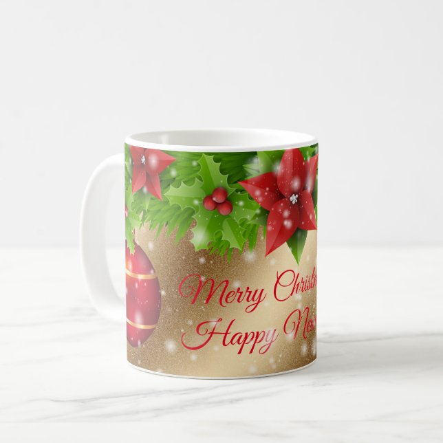 Frohe Weihnachtsgolden Kaffeetasse (Vorderseite Links)