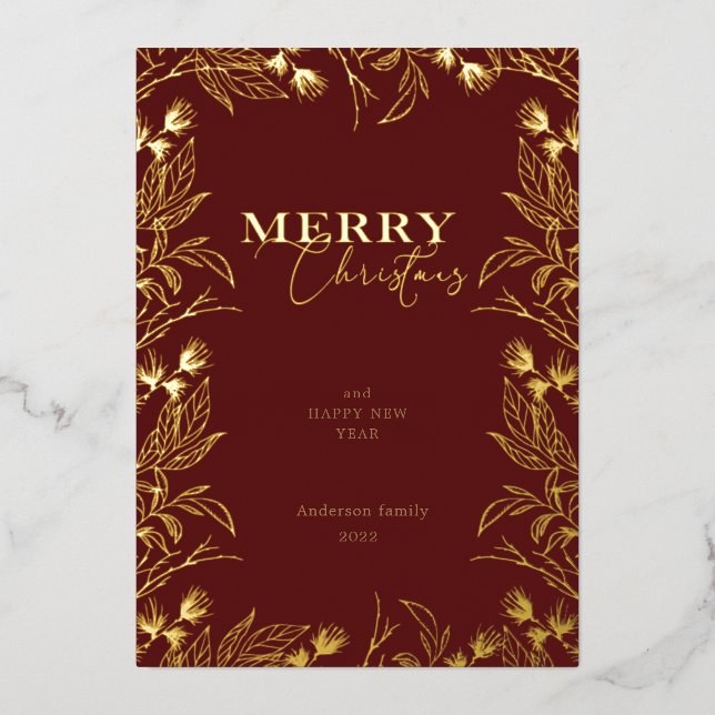 Frohe Weihnachtsgoldkalligraphie-Foto Folieneinladung (Vorderseite)