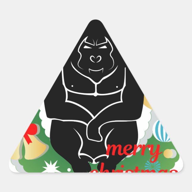 Frohe Weihnachtsgorilla Dreieckiger Aufkleber (Vorderseite)