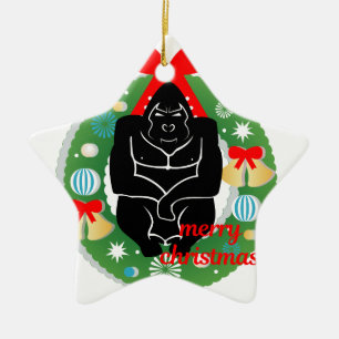 Frohe Weihnachtsgorilla Keramikornament