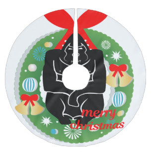 Frohe Weihnachtsgorilla-Rock Polyester Weihnachtsbaumdecke