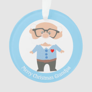 Frohe Weihnachtsgroßvater auf Light Blue & White Ornament