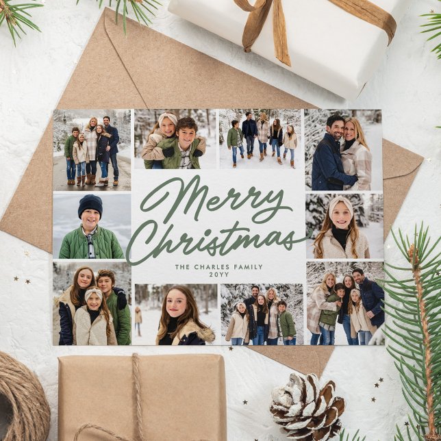 Frohe Weihnachtsgrün 10 Foto Collage Feiertagskarte (Von Creator hochgeladen)