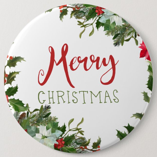Frohe Weihnachtsgrün Button (Vorderseite)