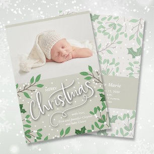 Frohe Weihnachtsgrün Foto Geburtshinweise Feiertagskarte