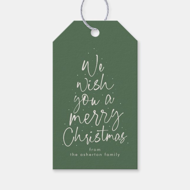 Frohe Weihnachtsgrün Hahnentrittmuster personalisi Geschenkanhänger (Vorderseite)