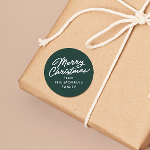 Frohe Weihnachtsgrün lässige Weihnachtsgeschenke Runder Aufkleber
