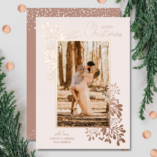 Frohe Weihnachtsgrün Rose Gold Folien Feiertagskarte