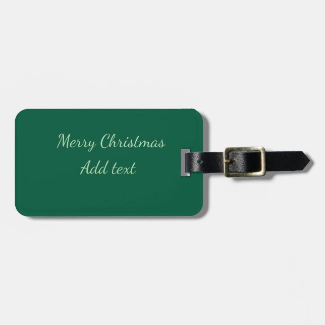 Frohe Weihnachtsgrün schlichte Solo-Hintergrund Ur Gepäckanhänger (Vorderseite horizontal)